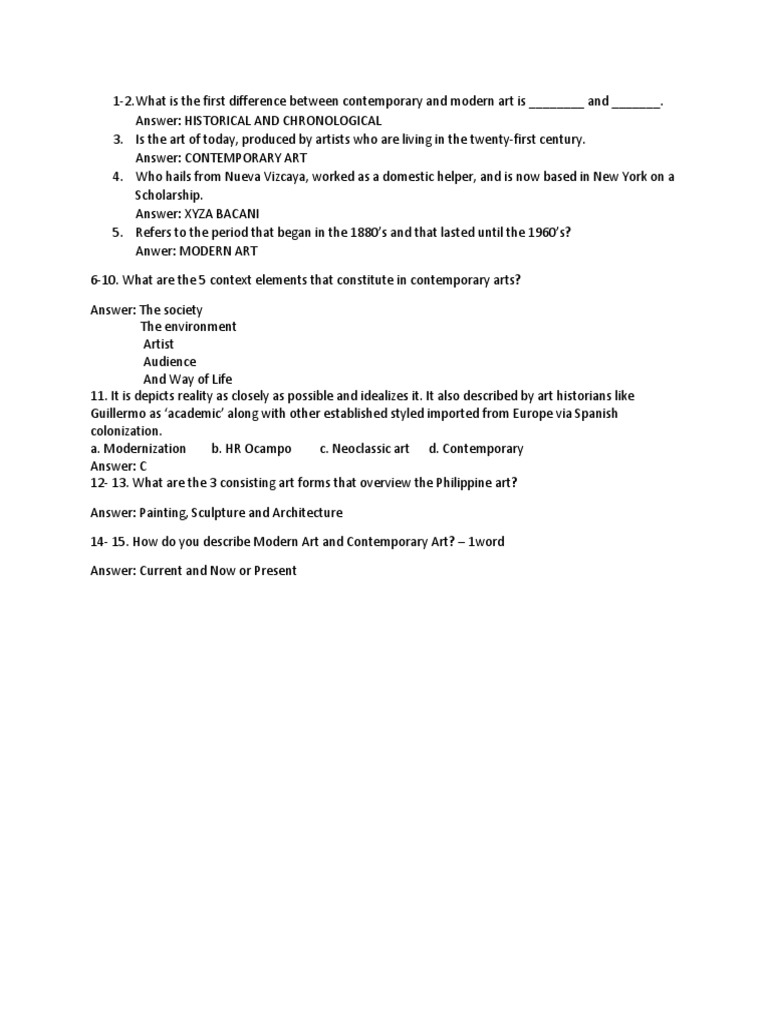 What Is The First Difference Between Contemporary and Modern Art Is