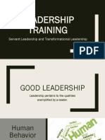 Leadership Training: Servant Leadership and Transformational Leadership