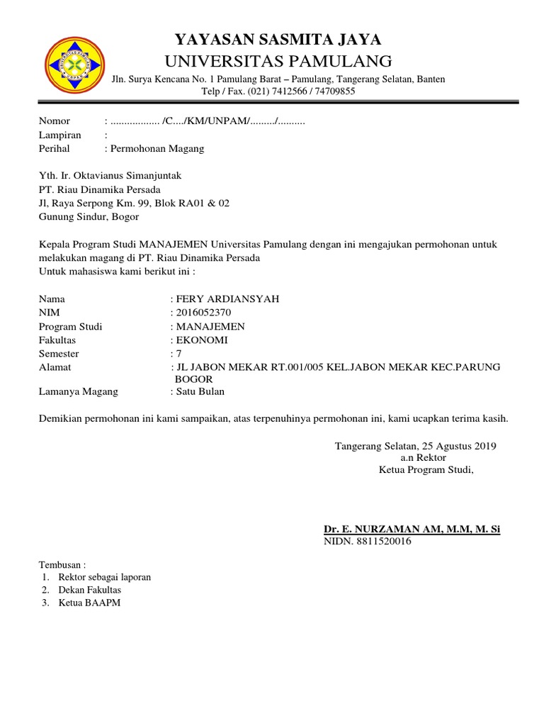 Contoh Surat Rasmi Kepada Spp