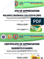 Is Hereby Awarded To: For His or Heractive Participation During The 2019 BRIGADA ESKWELA With The Theme