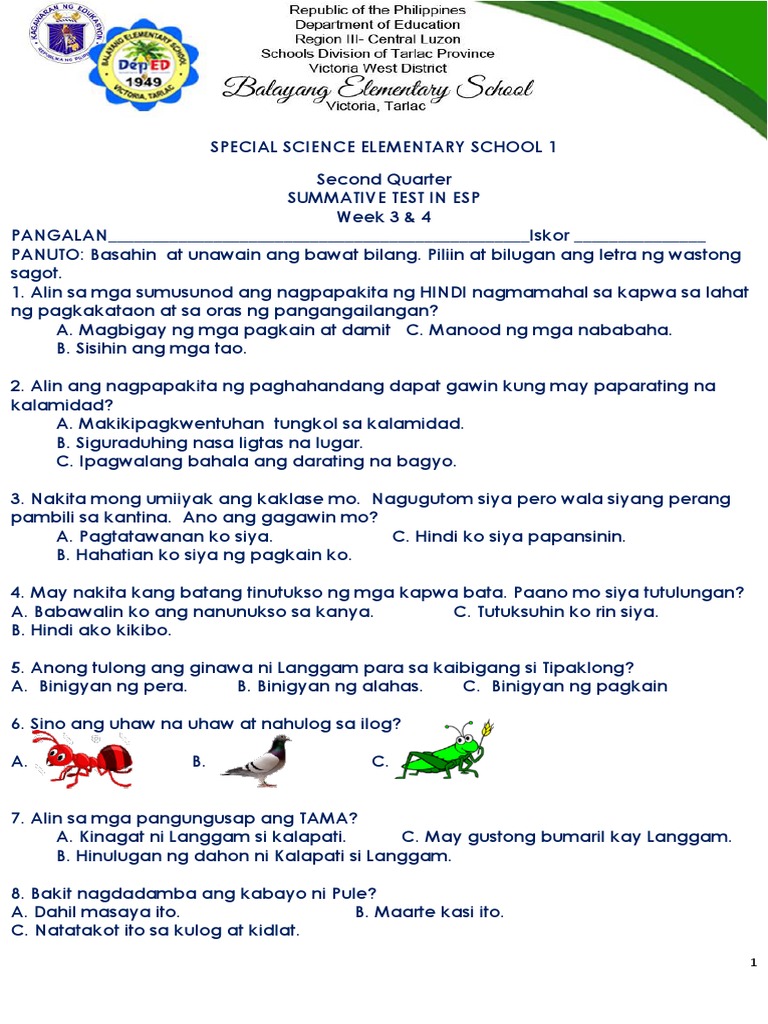 Summative Test Week 3 & 4 2nd QTR | PDF