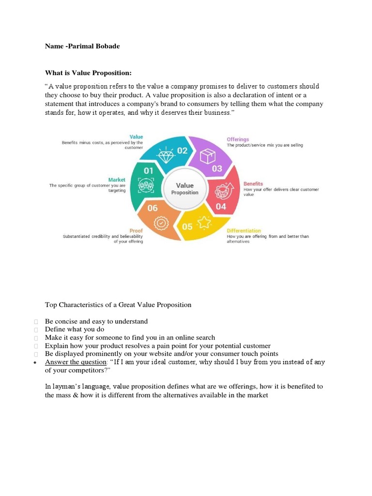 Value Proposition - Marketing Assignment - Parimal Bobade-1 | PDF ...