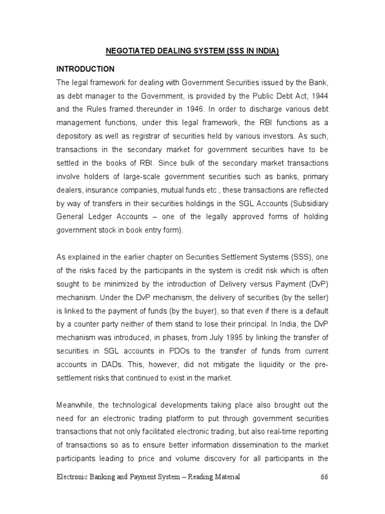 Negotiated Dealing System in India | PDF | Clearing (Finance) | Securities  (Finance)