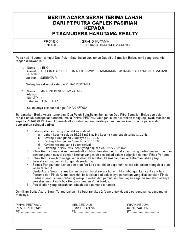 Contoh Berita Acara Serah Terima Laporan Keuangan Seputar Laporan