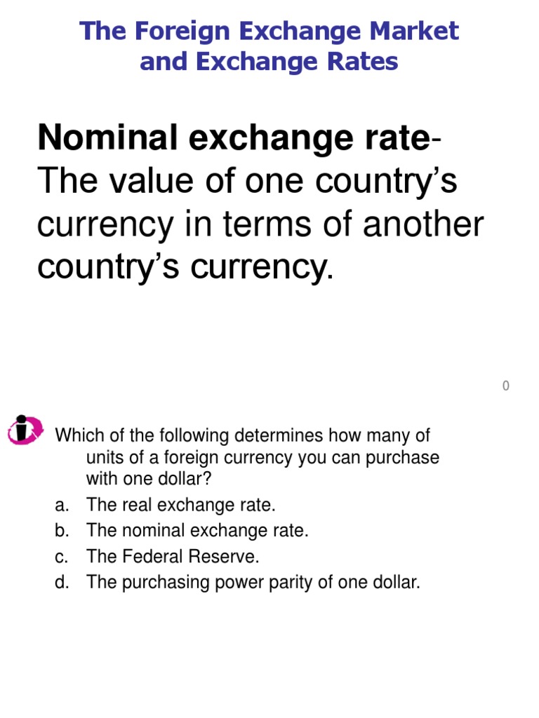 Nominal Exchange Rate-: The Foreign Exchange Market and Exchange Rates |  PDF | Exchange Rate | Japanese Yen