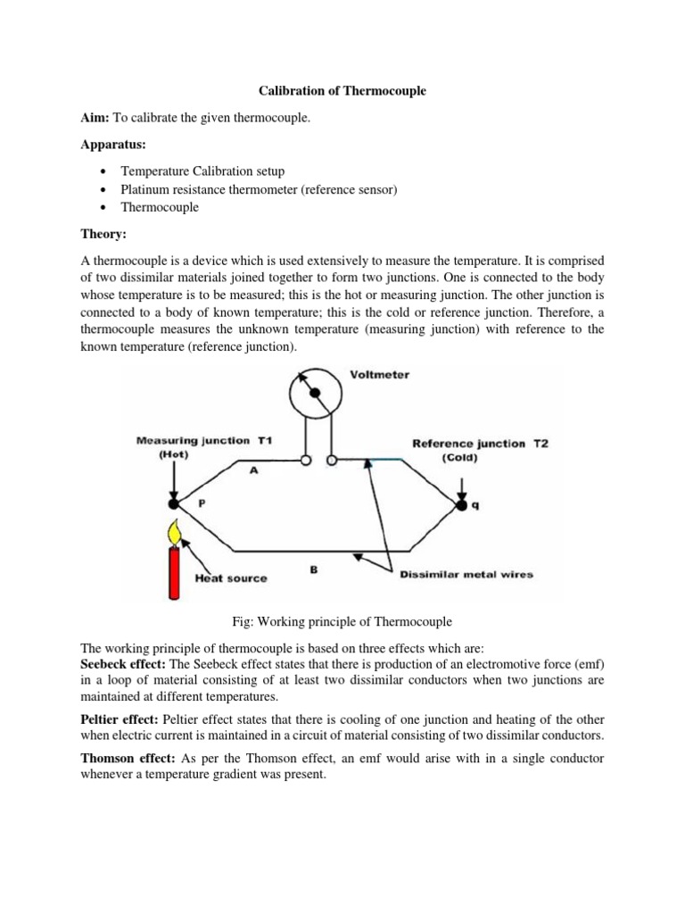 Calibration of Thermocouple PDF Thermocouple Electricity