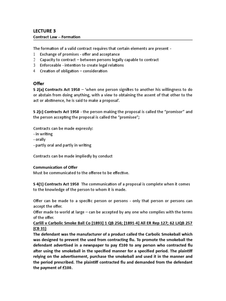 Contract Law: Offers Explained | PDF | Offer And Acceptance | Consideration