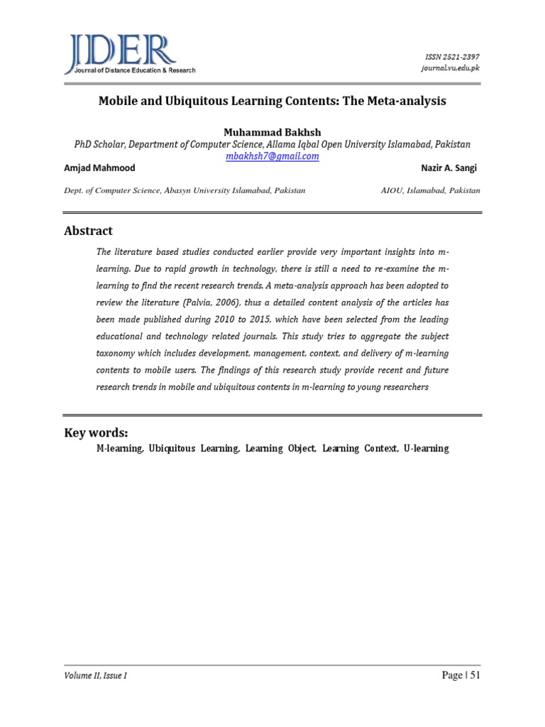 7-Mobile and Ubiquitous Learning Contents The Meta-Analysis 2017 | PDF ...