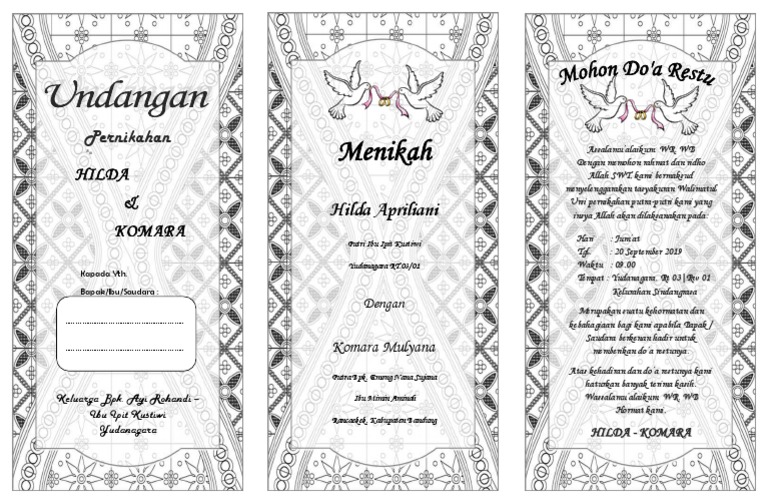 Undangan Walimatul Ursy 3 Lipat Vertikal F4