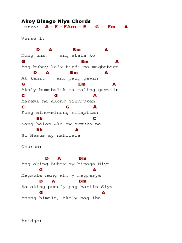 Akoy Binago Niya Chords Pdf