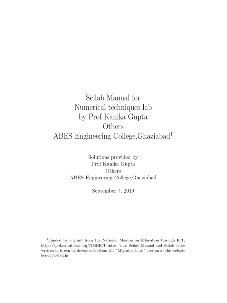 Scilab Manual For Numerical Techniques Lab by Prof Kanika Gupta Others