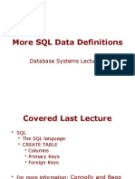 More SQL Data Definitions: Database Systems Lecture 6