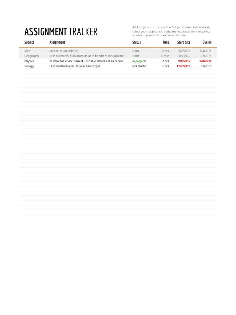 Assignment Tracker for Students | PDF