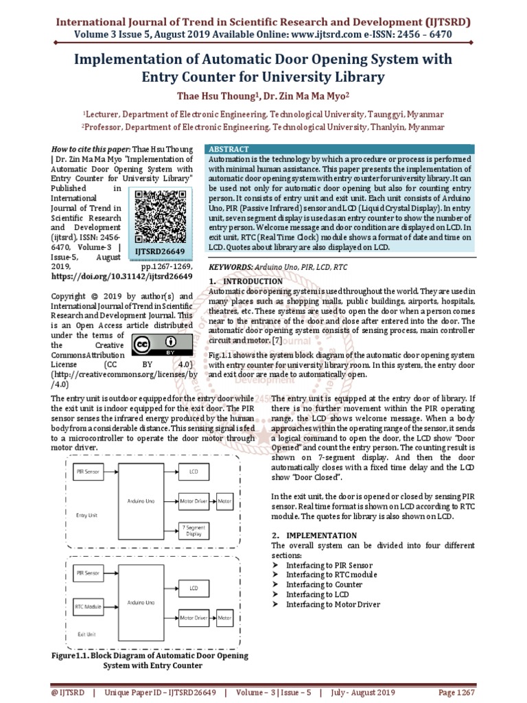 Implementation of Automatic Door Opening System With Entry Counter For