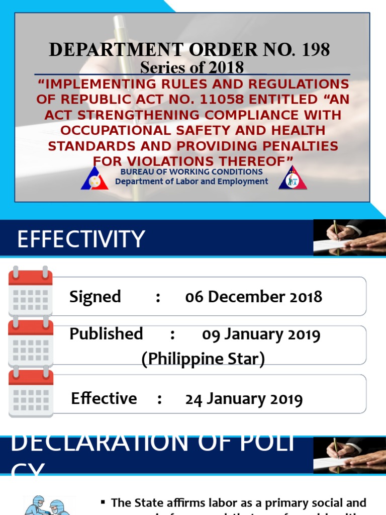 DOLE DO 198-2018 | Occupational Safety And Health | Personal Protective ...