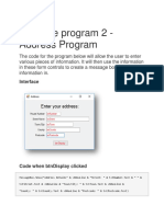 Example Program 2 - Address Program: Interface