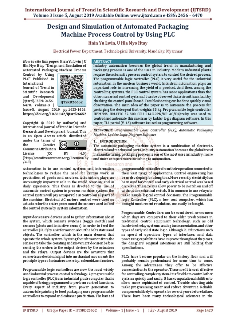 Design and Simulation of Automated Packaging Machine Process Control by ...