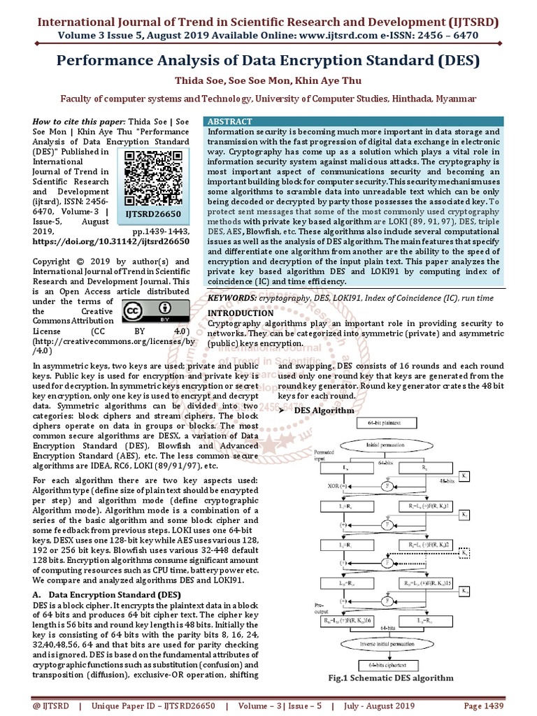 Performance Analysis of Data Encryption Standard DES | Download Free ...
