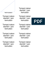 Label Tempat Makan Diambil 1 Jam Kemudian