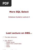 More SQL Select: Database Systems Lecture 8