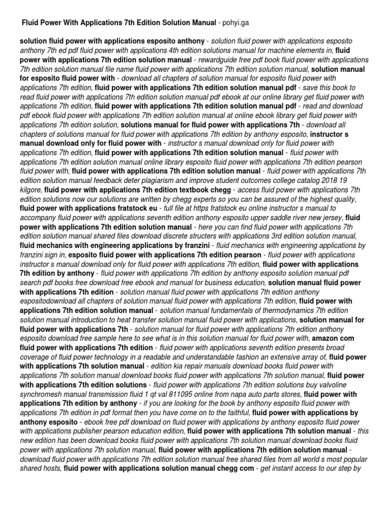 Fluid Power With Applications 7th Edition Solution Manual Pohyi Ga