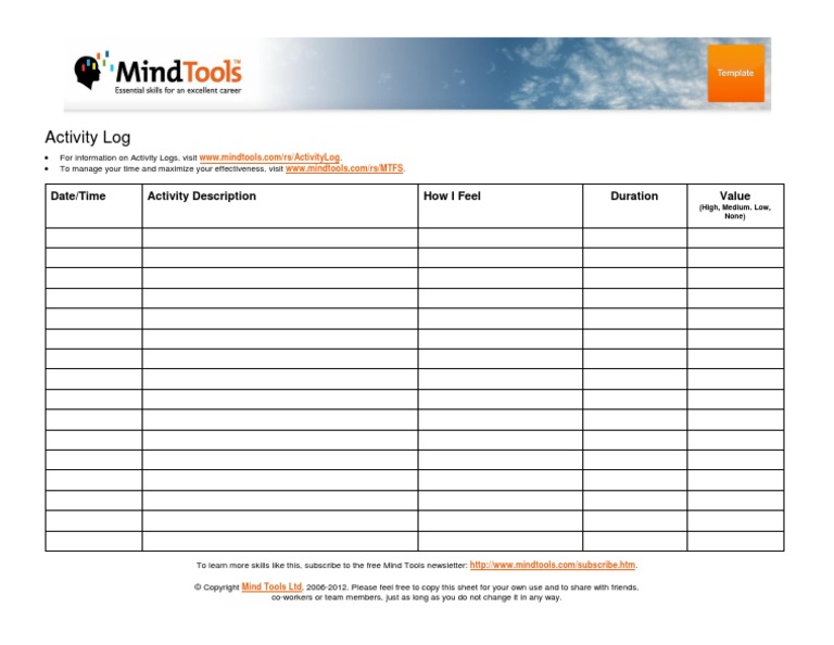 ActivityLog PDF | PDF | Career & Growth