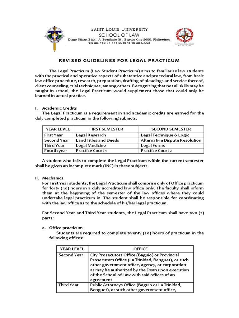 Revised Legal Practicum Guidelines | PDF | Law School | Prosecutor