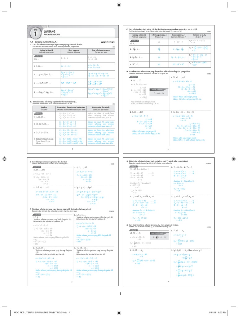 Jawapan Lengkap Matematik Tambahan Tingkatan 5  PDF