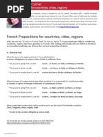 French Prepositions For Countries, Cities, Regions: A - General Rule