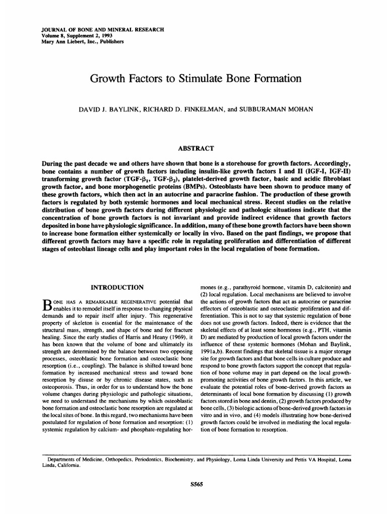 Bone Growth Factors and Formation | PDF | Osteoblast | Bone