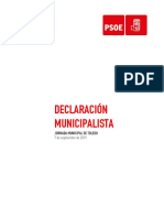 DECLARACIÓN MUNICIPAL DE LAS JORNADAS DE TOLEDO DEL PSOE