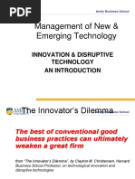 Management of New & Emerging Technology: Innovation & Disruptive Technology An Introduction