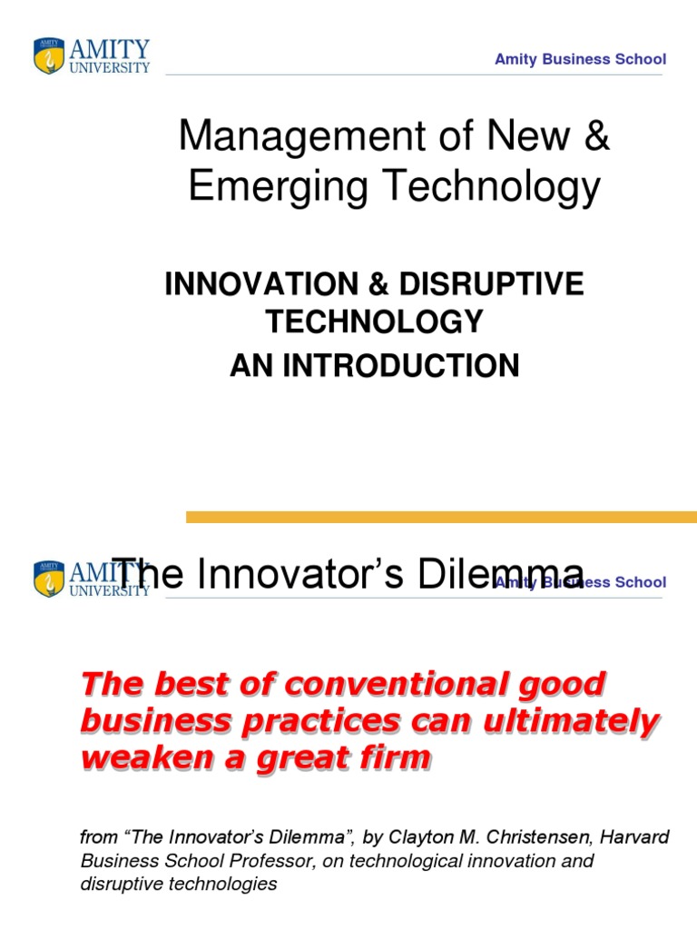 Disruptive Technology and Innovation Dilemma | PDF | Disruptive ...