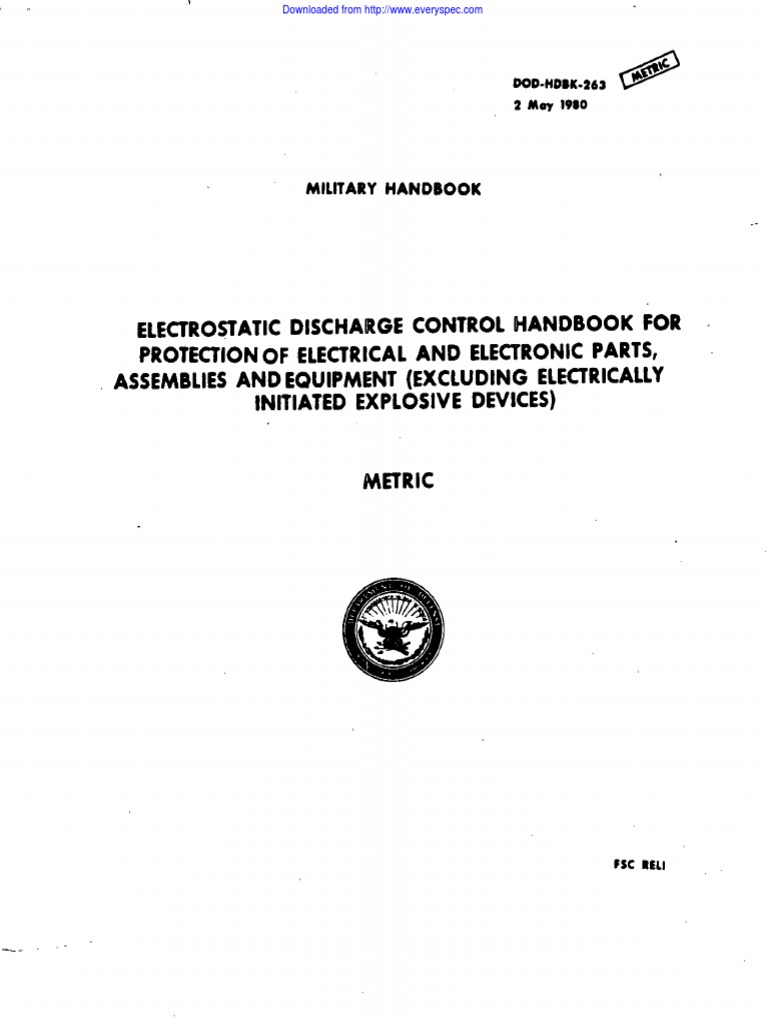 Dod HDBK 263 | PDF | Electrostatic Discharge | Electrical
