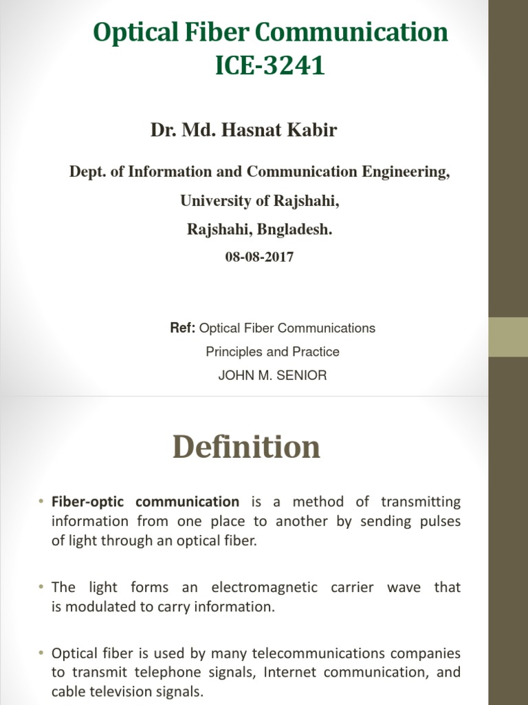 Optical Fiber Communication | PDF | Optical Fiber | Dispersion (Optics)