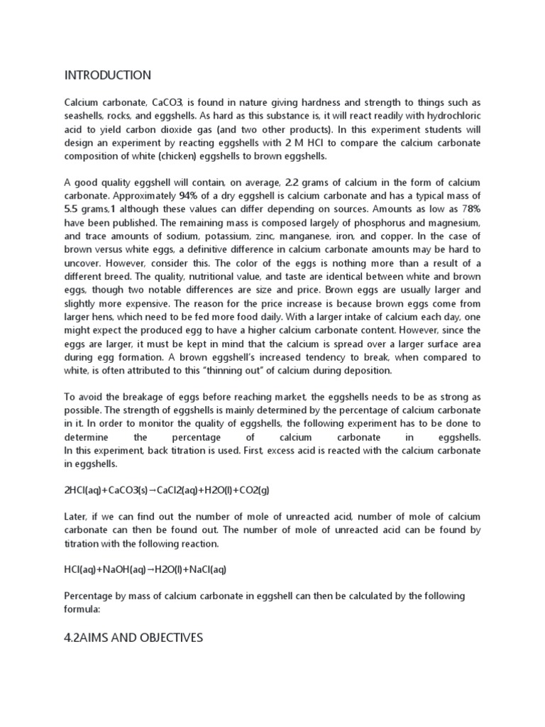 Egg Caco3 PDF Titration Chemistry