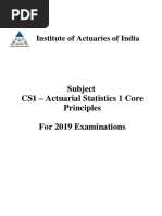 Subject CS1 - Actuarial Statistics 1 Core Principles For 2019 Examinations