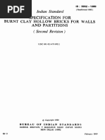 Specification For Burnt Clay Hollow Bricks For Walls and Partitions (