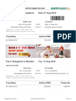 E-Ticket For Order 648722146851431441 Trip 1: Mumbai To Bangalore Wed, 07 Aug 2019