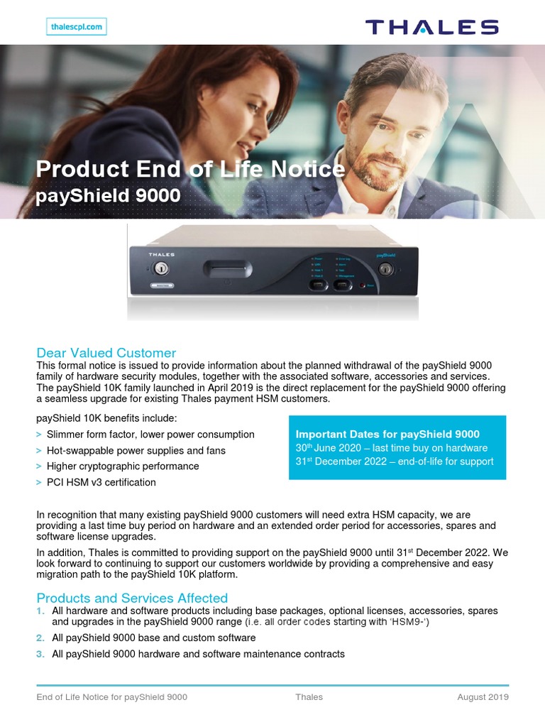 payShield 9000 End of Life Notice | PDF | Cloud Computing | Application ...