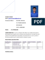 Gaurav Kumar Email:: Qualification Institute/University Board Year of Passing %/CGPA