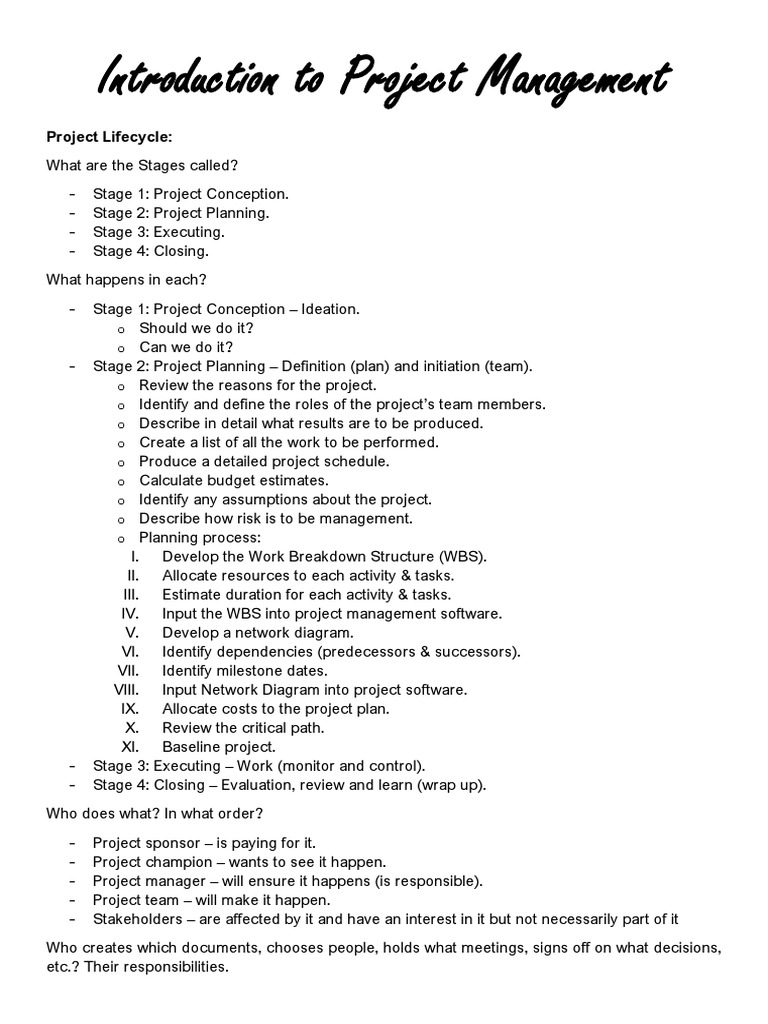 Introduction To Project Management - Final | PDF | Project Management ...