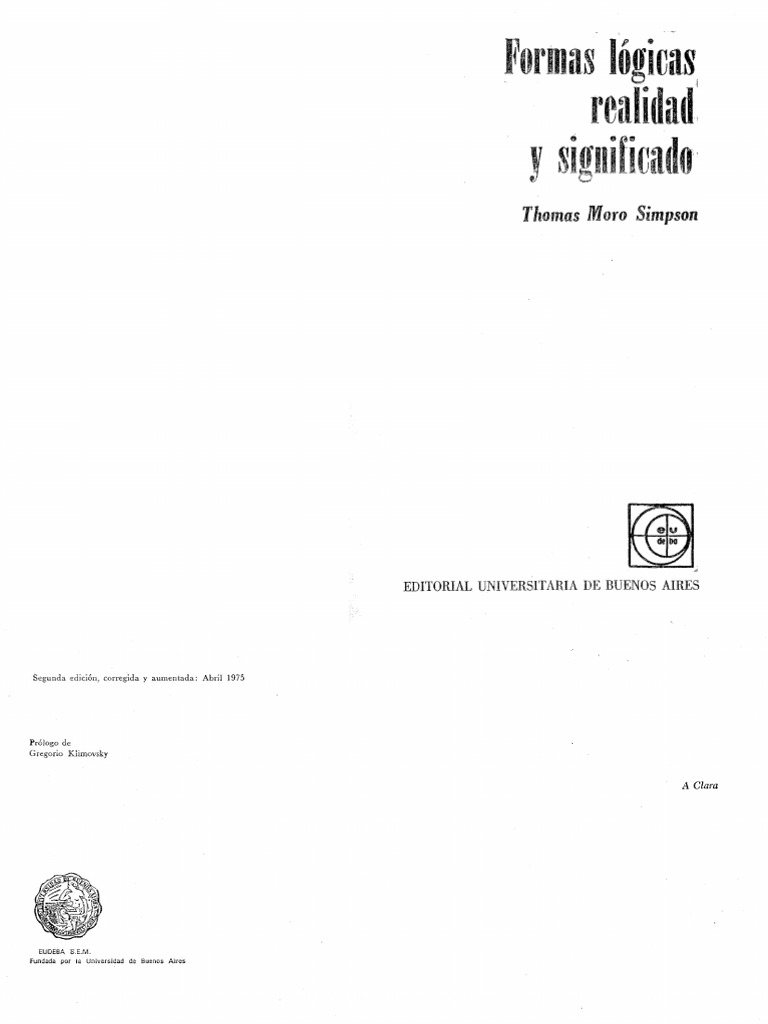 Moro Simpson Thomas Formas Logicas Reali PDF | PDF