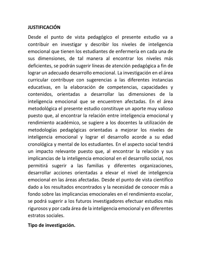 JUSTIFICACIÓN | PDF | Inteligencia emocional | Inteligencia
