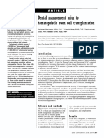 Dental Management Prior To Hematopoietic Stem Cell Transplantation