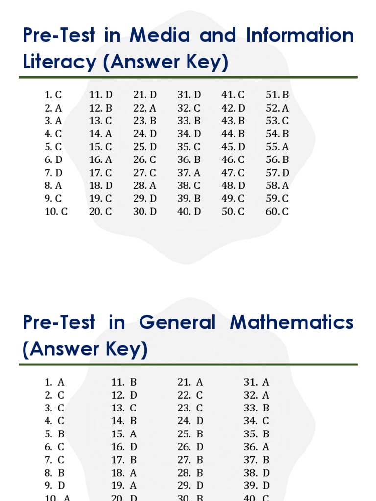 Media and Math Pre-Test Answer Key | PDF | Technology & Engineering