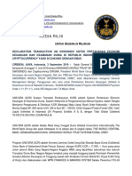 2019-09-03 Indonesian Press Release - Un Swissindo Declaration Transaction To Defend World Financial Economy and World Security in The Republic of Indonesia Via Uns-Dra Gold Backed Cryptocurrency