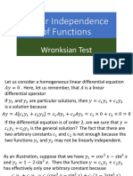 Linear Independence of Functions: Wronksian Test