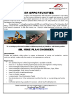 Career Opportunities: Sr. Mine Plan Engineer