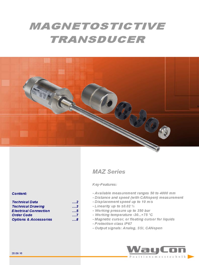 Magnetostrictive Transducer MAZ | PDF | Electrical Connector ...